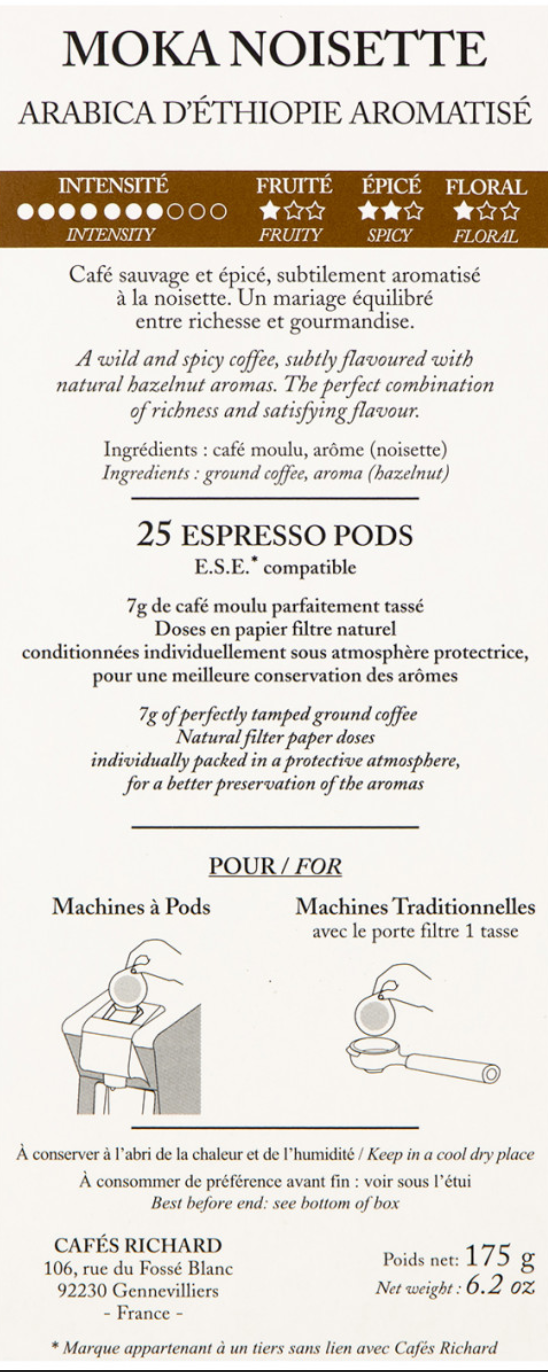 Café Noisette Intensité 5 Dosette x10